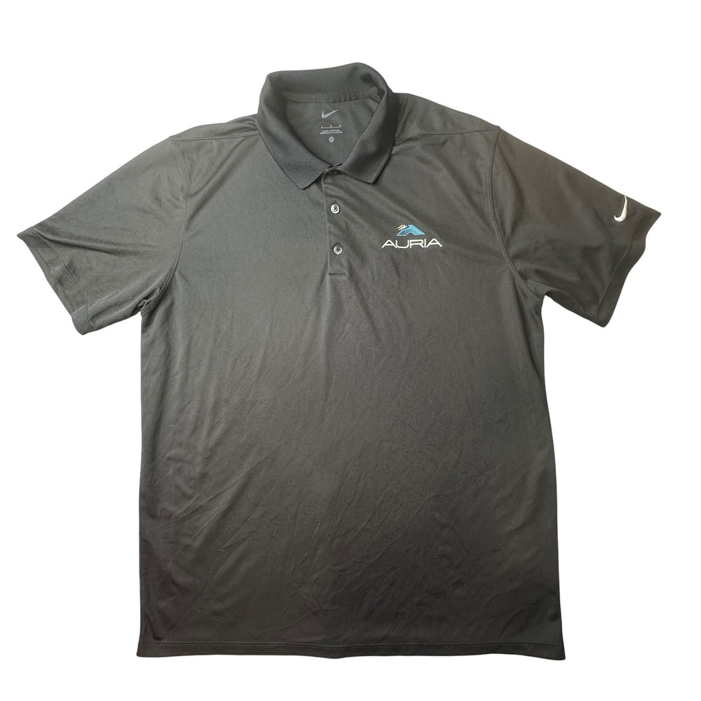 Nike Polo Shirt Mens L Black Auria Dri-FIT FV5507-010 Short Sleeve Performance